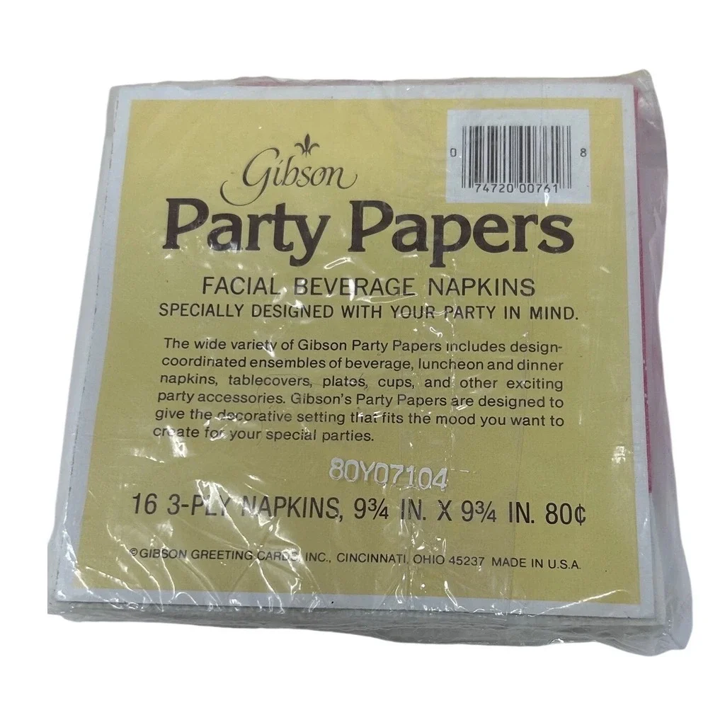 Vintage Gibson Party Papers Heart Napkins 4 Packs Red‎ White Valentines Day USA